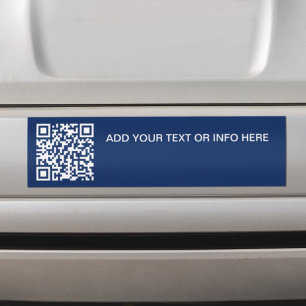 Branding QR Code Navy Blue Text Business Corporate Bumper Sticker