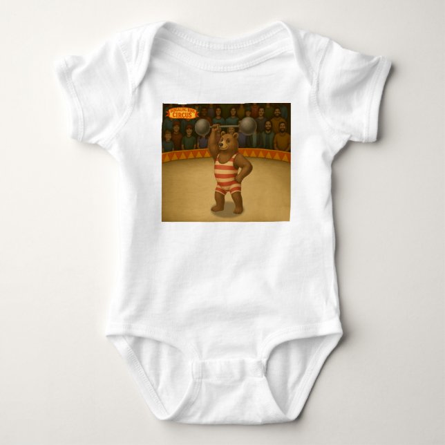 Brandon, circus strong-bear baby bodysuit (Front)