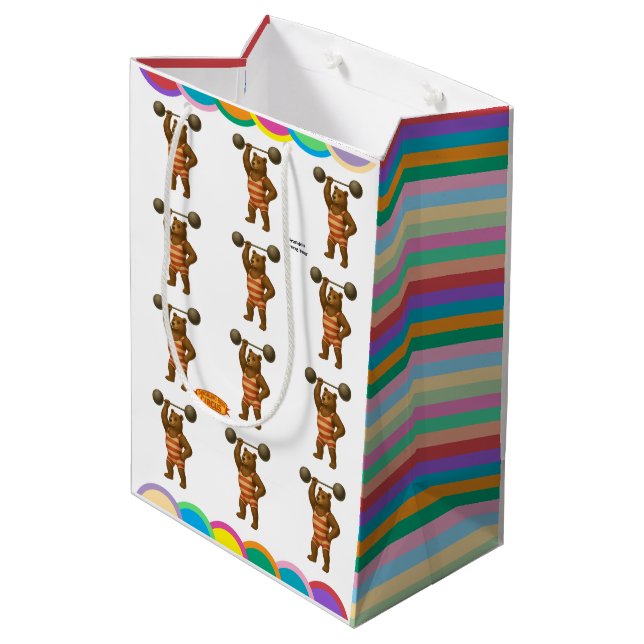 Brandon, circus strong bear medium gift bag (Back Angled)