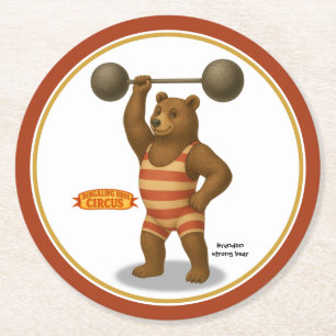 Brandon, circus strong-bear round paper coaster