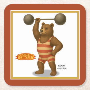 Brandon, circus strong-bear square paper coaster