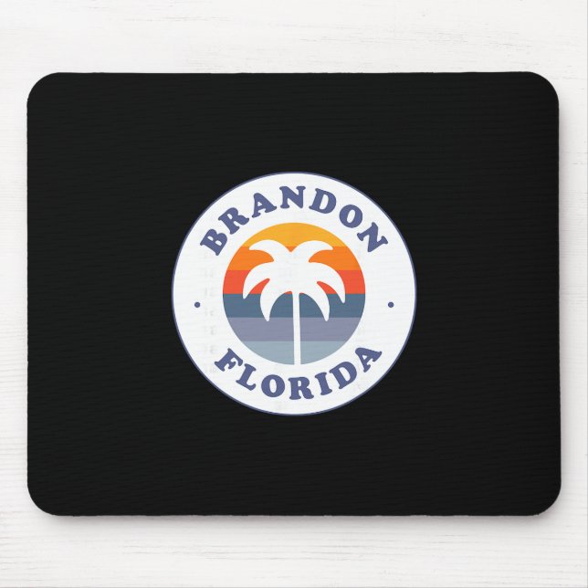 Brandon Florida Fl Retro Sunset Palm Tree Souvenir Mouse Mat (Front)