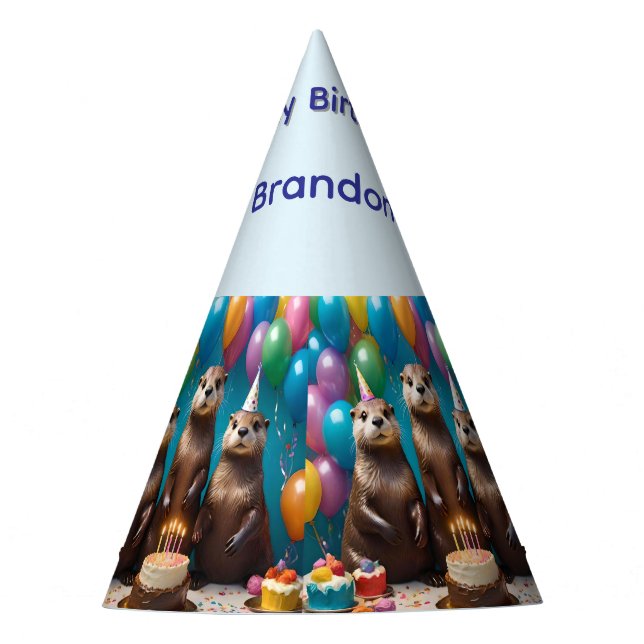 Brandon Name With Party Otters, Hat (Front)