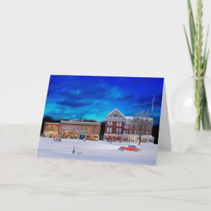 Brandon Vermont on a winter night Holiday Card