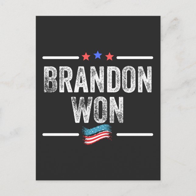 brandon won, brandon won funny, brandon won americ holiday postcard (Front)