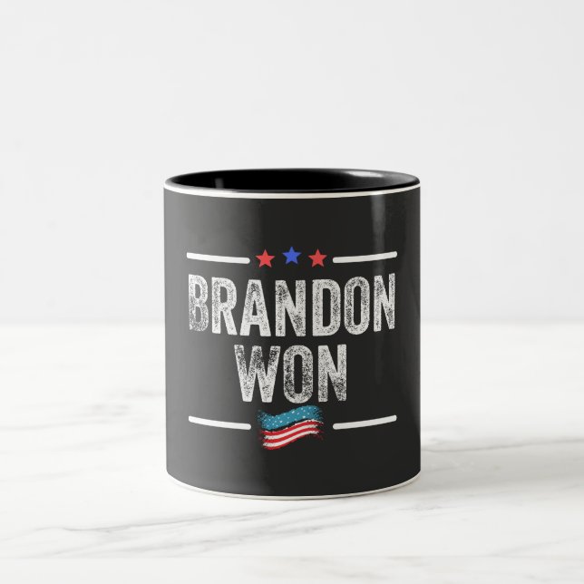 brandon won, brandon won funny, brandon won americ Two-Tone coffee mug (Center)
