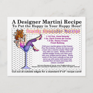 Brandy Alexander Martini Recipe Postcard