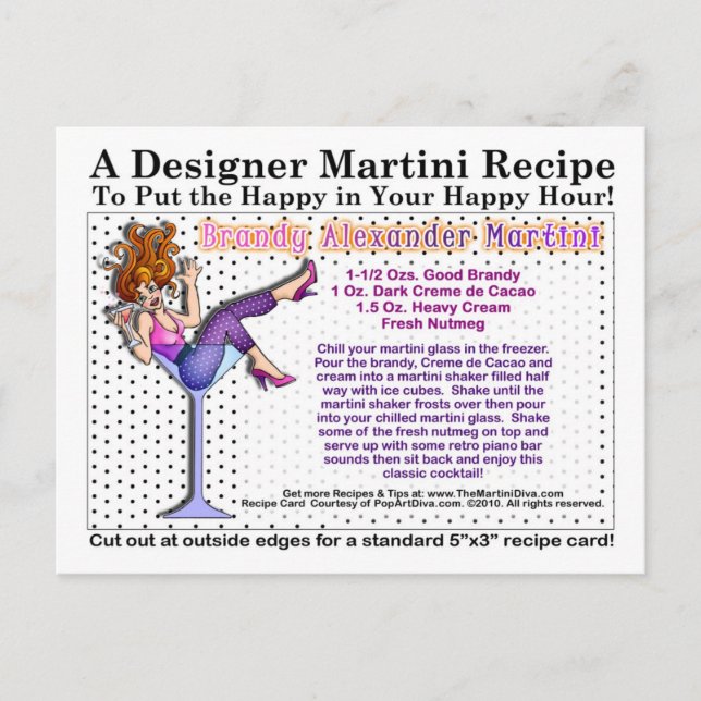 Brandy Alexander Martini Recipe Postcard (Front)