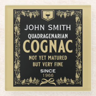 Brandy Lover Quadragenarian Birthday Glass Coaster