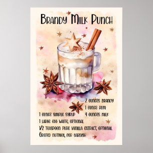 Brandy Milk punch recipe Christmas bar party Poster