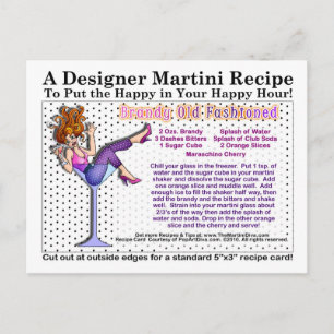 Brandy Old Fashioned Martini Recipe Postcard