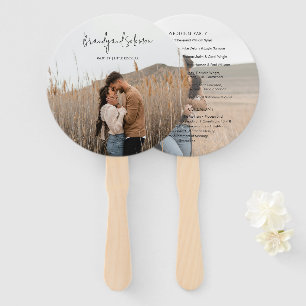 Brandy Simple Photo Modern Wedding Program Hand Fan