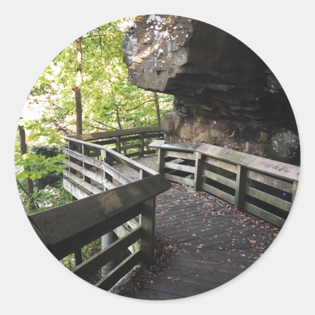 brandywine falls wooden path classic round sticker (Front)