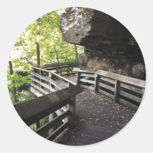 brandywine falls wooden path classic round sticker
