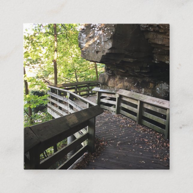 brandywine falls wooden path square business card (Front)
