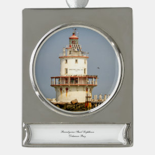 Brandywine Shoal Lighthouse Silver Plated Banner Ornament