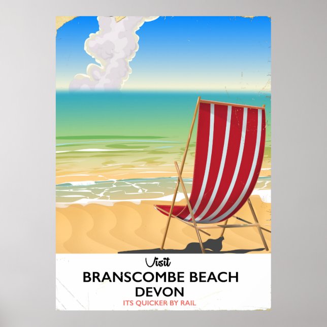 Branscombe Beach Devon vintage seaside poster (Front)