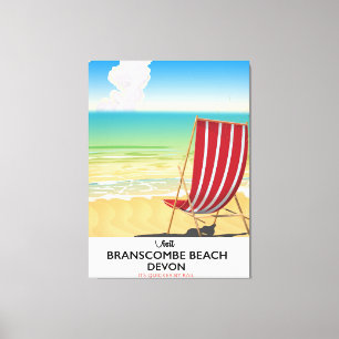 Branscombe Beach Devon vintage seaside poster Canvas Print