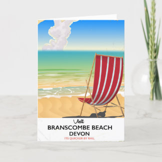 Branscombe Beach Devon vintage seaside poster Holiday Card