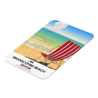 Branscombe Beach Devon vintage seaside poster Magnet