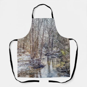 Branson Fall Creek Winter Snow Painterly Apron