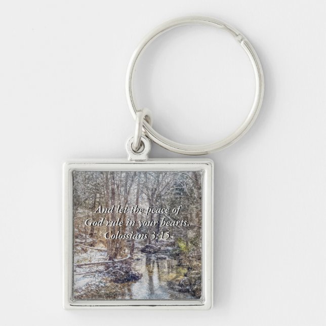 Branson Fall Creek Winter Snow Painterly Keychain (Front)