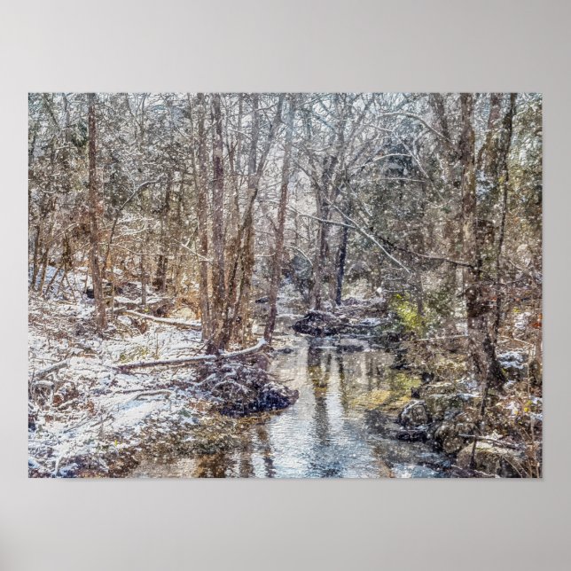 Branson Fall Creek Winter Snow Painterly Poster (Front)