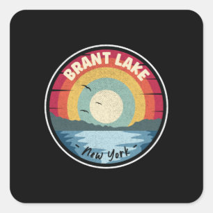 Brant Lake New York Colourful Scene Square Sticker