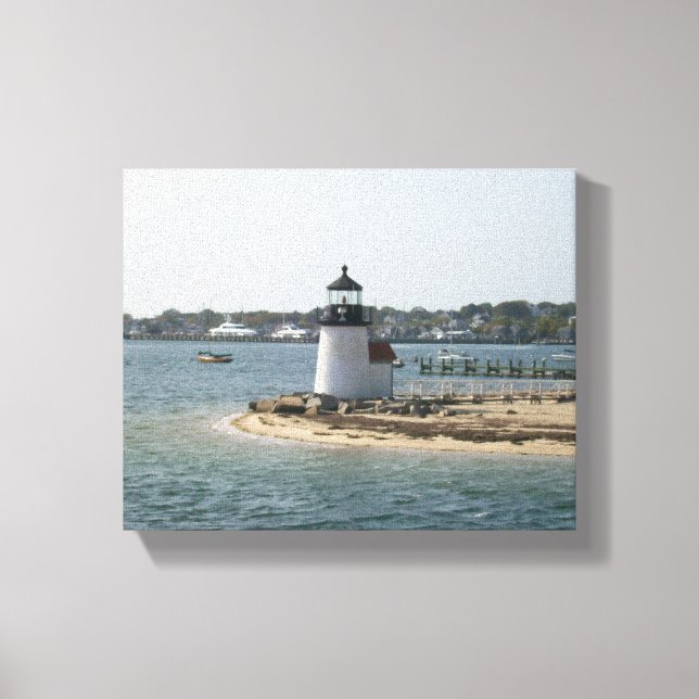 Brant Point Lighthouse Nantucket Cottage Canvas Print (Front)
