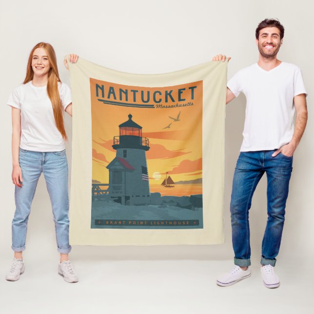 Brant Point Lighthouse | Nantucket MA Fleece Blanket (In Situ)