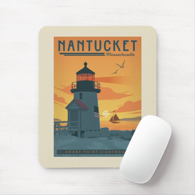 Brant Point Lighthouse | Nantucket MA Mouse Mat (With Mouse)