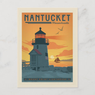 Brant Point Lighthouse Nantucket MA Postcard