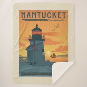 Brant Point Lighthouse   Nantucket MA Sherpa Blanket