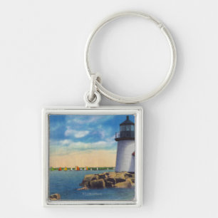 Brant Point Lighthouse Scene Key Ring