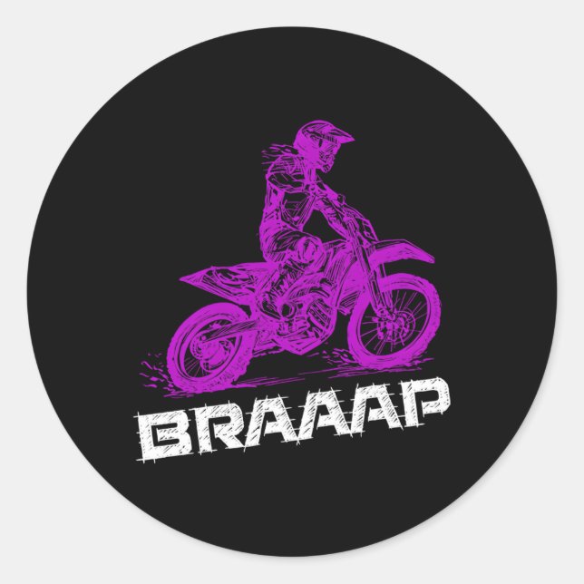 Brap Braap Motocross Accessories Dirt Bike Classic Round Sticker (Front)