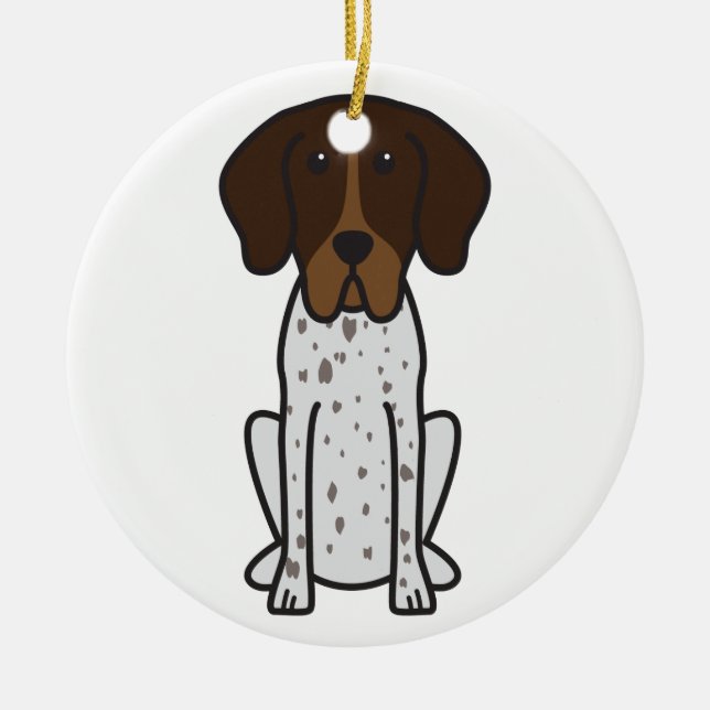 Braque Francais Dog Cartoon Ceramic Tree Decoration (Front)