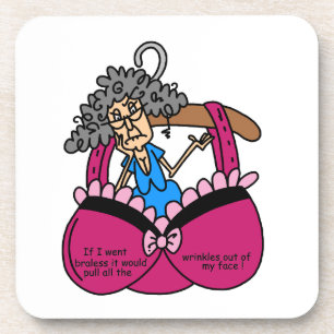 Bras and Wrinkles Humour Coaster