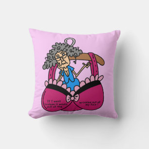 Bras and Wrinkles Humour Cushion