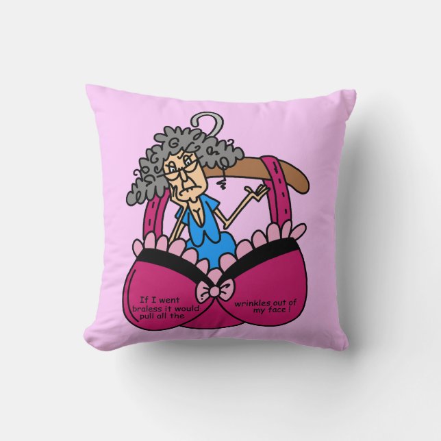Bras and Wrinkles Humour Cushion (Front)