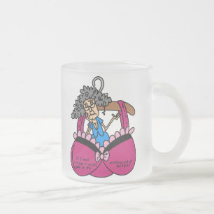 Bras and Wrinkles Humour Frosted Glass Coffee Mug