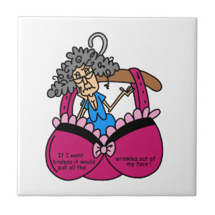 Bras and Wrinkles Humour Tile