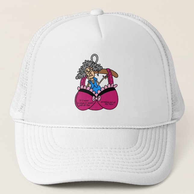 Bras and Wrinkles Humour Trucker Hat (Front)