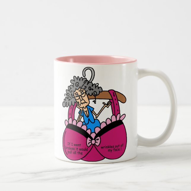 Bras and Wrinkles Humour Two-Tone Coffee Mug (Right)