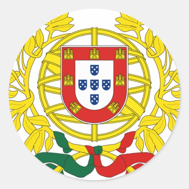 Brasão de Armas (Coat of Arms) de Portugal Classic Round Sticker (Front)