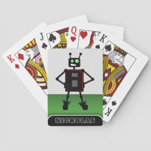 Brash Robot Green - Personalised Robot Playing Cards