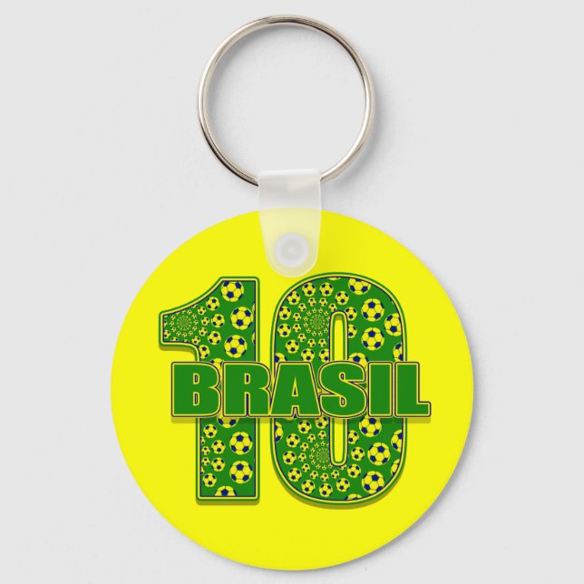 Brasil 10 - Brazil number 10 soccer futbol gifts Key Ring (Front)