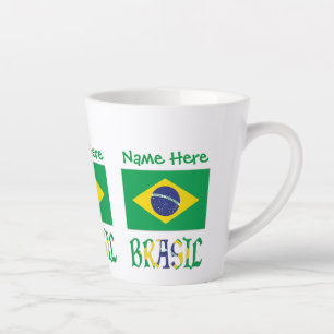 Brasil Bandera Brasil Personalised Name Latte Mug