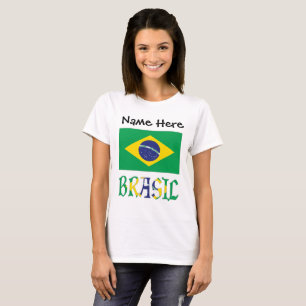 Brasil Bandera Brasil Personalised Name T-Shirt