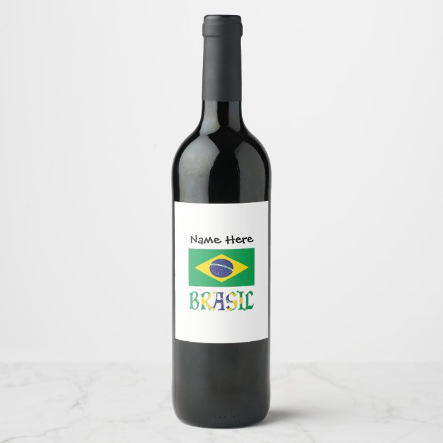 Brasil Bandera Brasil Personalised  Wine Label (Front)
