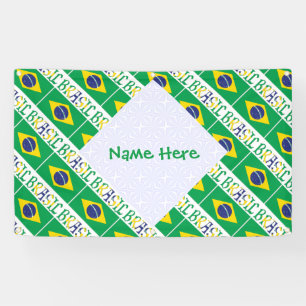 Brasil Bandiera Brasil Tiled Personalised Name Banner